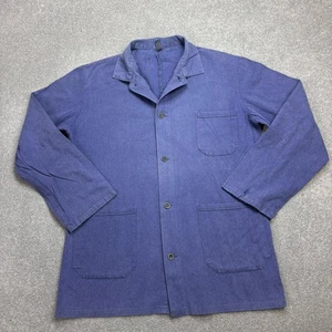 VTG French Jacket Adult Medium Blue Work Wear Herringbone Chore Distressed Men - Picture 1 of 9
