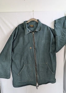 Vintage Rare Serious Stitches L.A. Green Denim Jacket XL Zip Front Oversized - Picture 1 of 10
