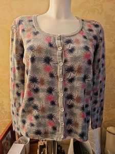 ●SEASALT OF CORNWALL●Grey Star Patterned~WHISTLE CARDIGAN~SIZE UK 12 - Picture 1 of 14