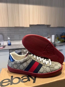 Gucci Ace Supreme GG Guccissima Logo Web Rayas Tenis Planas Talla 6 Para hombres EE. UU. 6.5 - Imagen 1 de 12