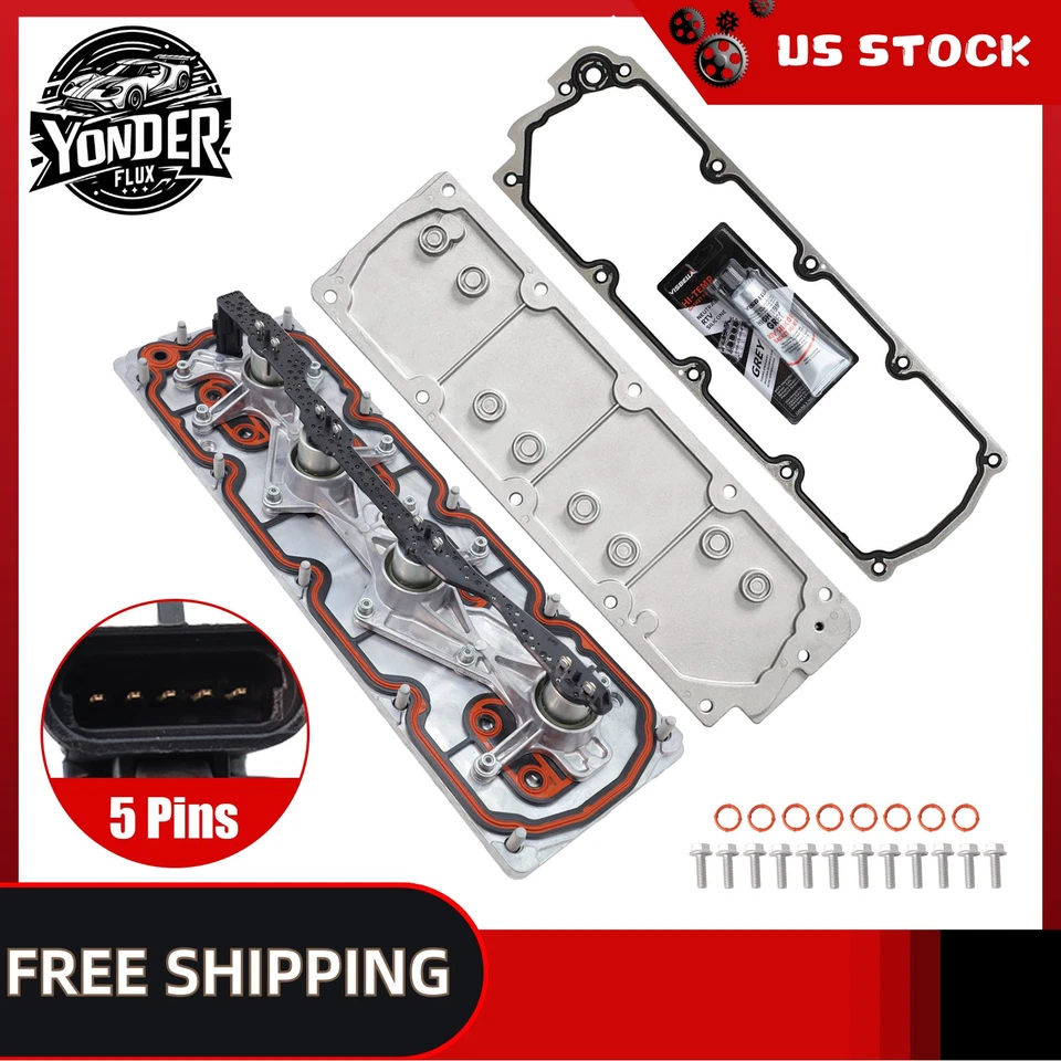 Engine Cylinder Deactivation Solenoid & Valley Cover With Gasket Kit For Chevy Foto 1 de 4