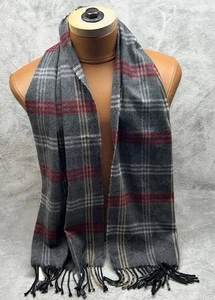 Sciarpa Frange Plaid Grigio Rosso Cejón Nuova Made in Italy 12x56 | Venditore USA - Foto 1 di 6