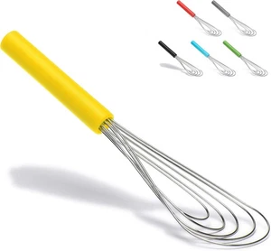 10" Flacher Schneebesen mit Silikon Anti-Rutsch Griff 5-Draht Küche Kochen Werkzeug - Bild 1 von 5