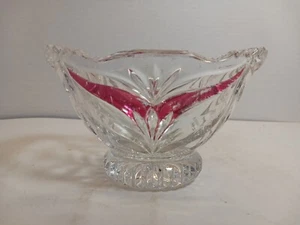 Vintage Anna Hutte Bleikristall 24% Lead Crystal Ruby Red Ribbon Candy Dish - Picture 1 of 13