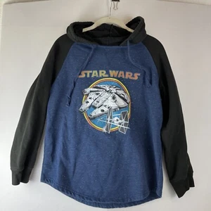 Star Wars Size M Blue Hoodie w/ Vintage Graphic: Millennium Falcon, Tie-Fighter - Picture 1 of 9