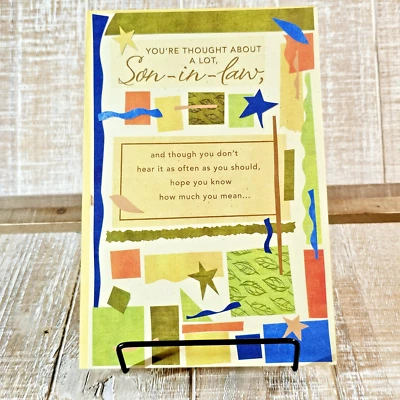 Tarjeta de cumpleaños American Greetings para hijo de ley verde azul abstracto Foto 1 de 4