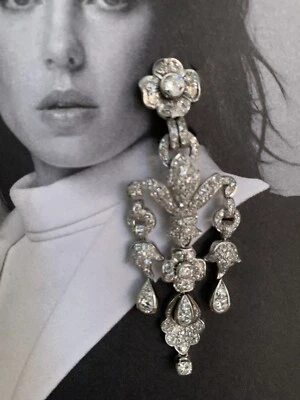 Pendientes araña de diamantes de 4,32 quilates y platino/con valoración  Foto 1 de 4