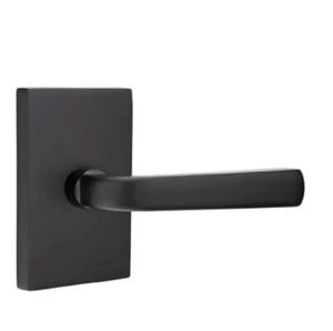 Emtek Assa Abloy Sion Lever Modern Rosette Flat Black 5112siolhus19 Doorknob LH - Picture 1 of 2