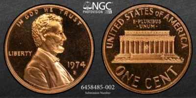 1974 S LINCOLN CENT PROOF 1C PF68 RD CAMEO NGC PR68 CAM Photo Vision SKU 3105 - Image 1 of 3