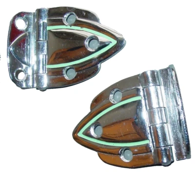 Vintage Chrome Art Deco cabinet hinge Offset Raised Mint Green Lined Cupboard - Image 1 of 4