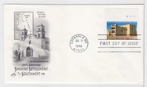 TurtlesTradingPost- Spanish Settlement SW #3220- 1998 FDC Artcraft Plate Single - Picture 1 of 1