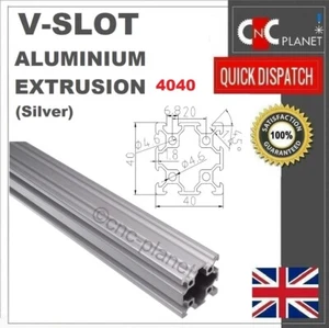 V-SLOT 4040 ALUMINIUM EXTRUSION PROFILE SILVER LINEAR GUIDE RAIL CNC 6mm Slot UK - Picture 1 of 3