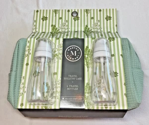 Martha Stewart CUSTODIA TOILETTE da viaggio borsa VERDE con 2 bottiglie da viaggio nuova con etichette - Foto 1 di 2