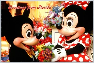 Postcard Greetings from Florida Walt Disney World Mickey & Minnie Mouse Bouquet - Picture 1 of 2