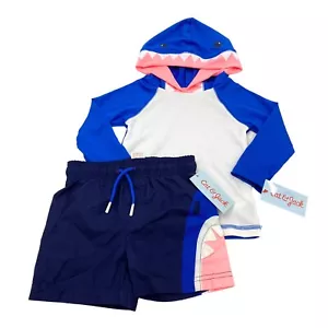 Cat & Jack Swimwear Baby Boy Size 18M 2 PC Set Rash Guard & Shorts Shark UPF 50+ - Picture 1 of 11