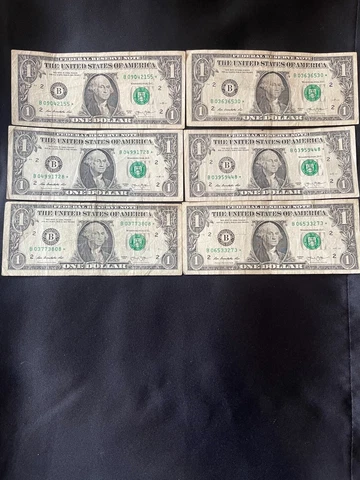 2013 B $1 One Dollar Duplicate Star Error Note Serial Number (Special 6 Pc Deal) Cover