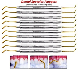 Dental Composite Filling Instruments Spatula & Plugger Titanium Color Tips - Picture 1 of 18