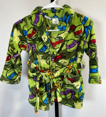 Nickelodeon Teenage Mutant Ninja Turtles Youth Green Fleece Bath Robe Size 4/5 - Image 1 of 4