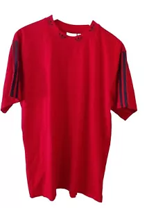 Adidas Trefoil Rib Tee Mens M Red Short Sleeve Pullover 3 Stripe Crew Neck - Picture 1 of 10