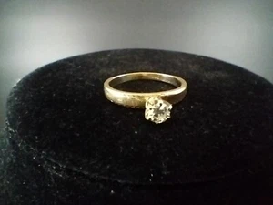 Oro Amarillo Sólido 14K ~ Diamante Redondo NATURAL ~ Anillo de Compromiso ~ Talla 5.25 (#171) - Imagen 1 de 5