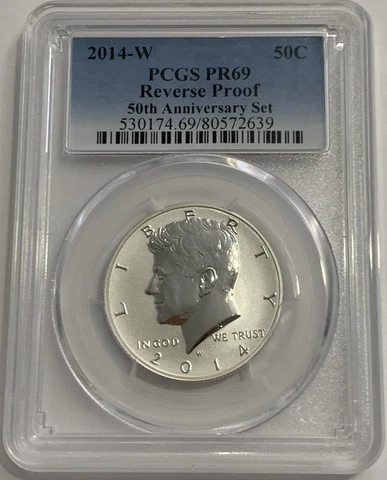 2014 W PCGS PR69 REVERSE PROOF KENNEDY 90% SILVER 50TH ANNIVERSARY SET 50C Cover