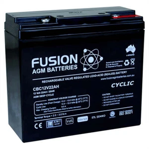 Fusion 12V 22Ah Deep Cycle AGM Battery - Picture 1 of 3