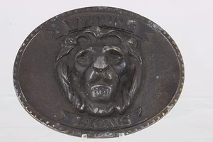 MADE IN JACKSONHOLE 1977 WYOMING LIONS EMBOSSED LION HEAD BELT BUCKLE 1917B - Picture 1 of 2