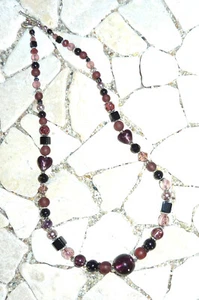 ★ cadena corta ★ collar ★ púrpura, amatista y negro ★ - Imagen 1 de 2