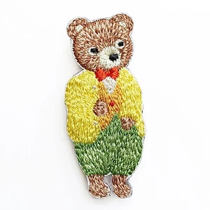 Brooch Pin Embroidery Cartoon Comic Bear in Yellow Green Children Light Weight - Picture 1 of 3