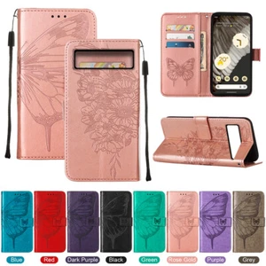 Butterfly Flip Card Wallet Leather Phone Case For Google Pixel 8 Pro 7 Pro 6A - Picture 1 of 41