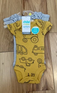3 piece Preemie Carter’s Yellow tractor And Striped short sleeve bodysuits - Picture 1 of 5