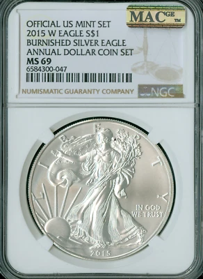 2015 W SILVER EAGLE STAR NGC MS69 PQ ANNUAL SET MAC SPOTLESS * - Image 1 of 2