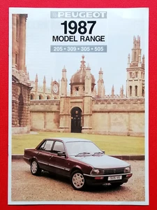 1986-87 PEUGEOT RANGE Sales Brochure - 205 GTI CTI 305 309 505 Family - MINT - Picture 1 of 9