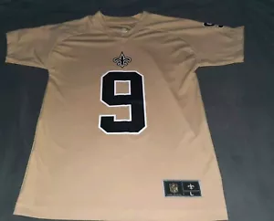 Drew Brees New Orleans Saints Shirt Youth Large 14-16 Gold #9 - Picture 1 of 5