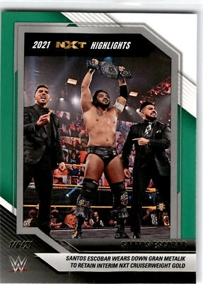 2022 Panini NXT 2.0 WWE #1 Santos Escobar 2021 NXT Highlights Green - Image 1 of 2