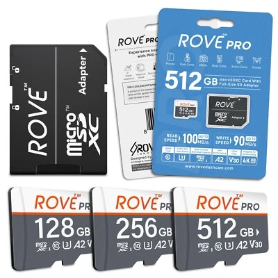 ROVE PRO microSD Card for Dash Cam Memory Card 128, 256, 512 GB, with SD Adapter - Image 1 of 4