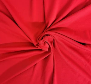 Bright Red Nylon Spandex 1x1 Rib Knit Fabric by the Yard 12/21 #30 - Picture 1 of 8