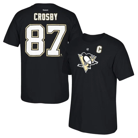 Sidney Crosby Reebok Pittsburgh Penguins Premier Black Jersey T-Shirt Men's Cover