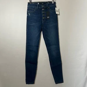 Kut From The Kloth High Waisted Button Fly Ankle Skinny Jeans Blue Womens Size 0 - Picture 1 of 7