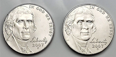 2007  P & D  Jefferson Nickel - BU Set Pulled From OBW Rolls Cover