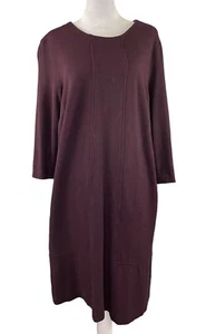 J Jill M Ponte Knit Shift Dress Purple Black Herringbone 3/4 Sleeve Pullover - Picture 1 of 11