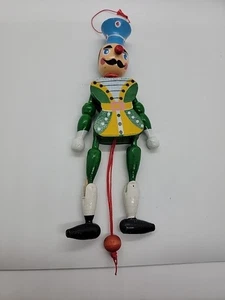 Vintage Cascanueces Soldado Articulado Madera Tirar Cuerda Adorno Navidad - Imagen 1 de 14