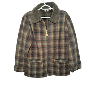 Chaqueta polar Woolrich a cuadros cremallera completa Sherpa Polartec para mujer mediana al aire libre EE. UU. - Imagen 1 de 7
