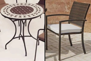 Conjunto terraza jardín mesa + 4 sillones acero color bronce, Oran/Bahia-75/4. - Imagen 1 de 1