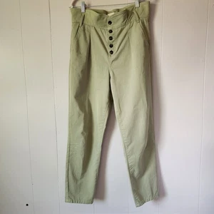 Sezane Leandro Chino High Waist Trouser Hose 40 Paper Bag Grün US Large - Bild 1 von 6