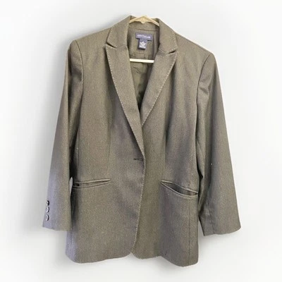 ANN TAYLOR Women's Notch Collar Wool Blazer Jacket Check Black Size 8 Business - Image 1 of 4