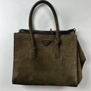 Original Prada Twin Pocket Wildleder Tasche braun Leder - Bild 1 von 14