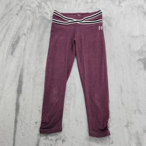 Victoria's Secret Leggings Womens XS Purple Burgundy Angel Wings Crop Ruched Hem - Picture 1 of 10
