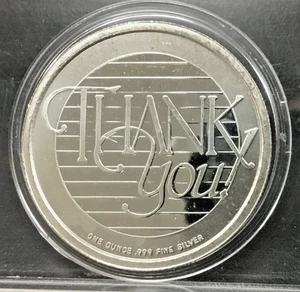 Ronda de plata de 1 oz ~ "GRACIAS" con reverso grabable - Imagen 1 de 5