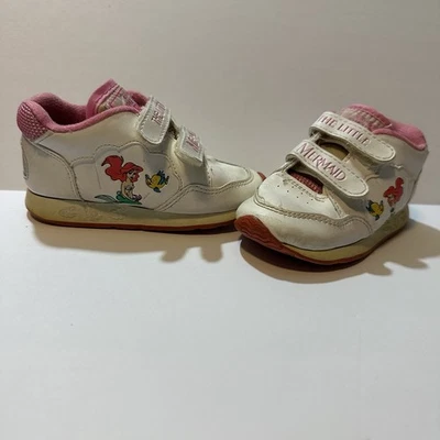 Vintage 90s Disney Little Mermaid Double Strap Shoes Toddler Size 6 White Pink - Image 1 of 4